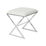 Worlds Away "X" Stool, Nickel W Cream Ostrich