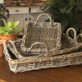Napa Gray NORMANDY RECTANGULAR SERVING TRAYS, SET OF 3