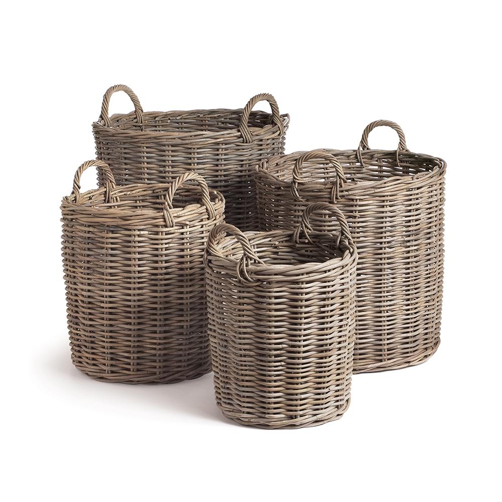 Napa Gray NORMANDY ROUND BASKETS, SET OF 4
