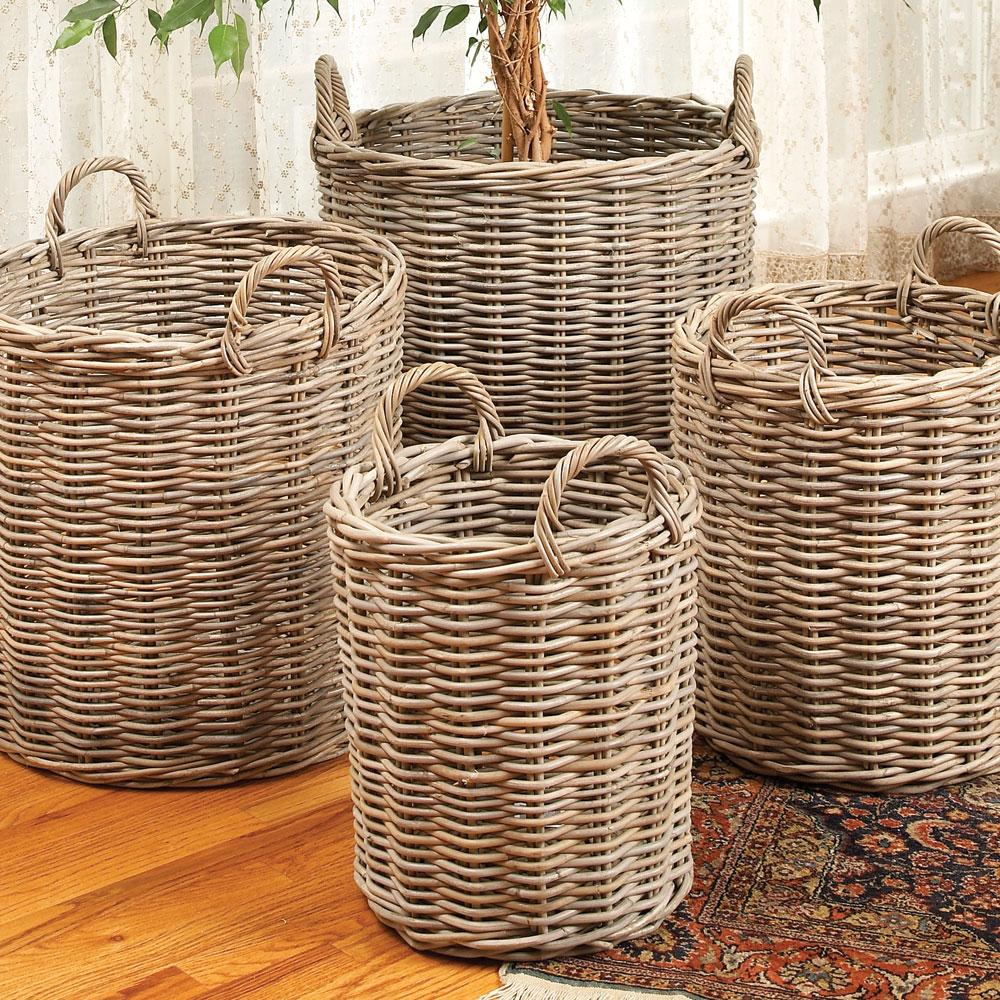 Napa Gray NORMANDY ROUND BASKETS, SET OF 4
