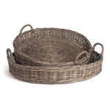 Napa Gray NORMANDY EXTRA LARGE LOW ROUND BASKETS, SET OF 2