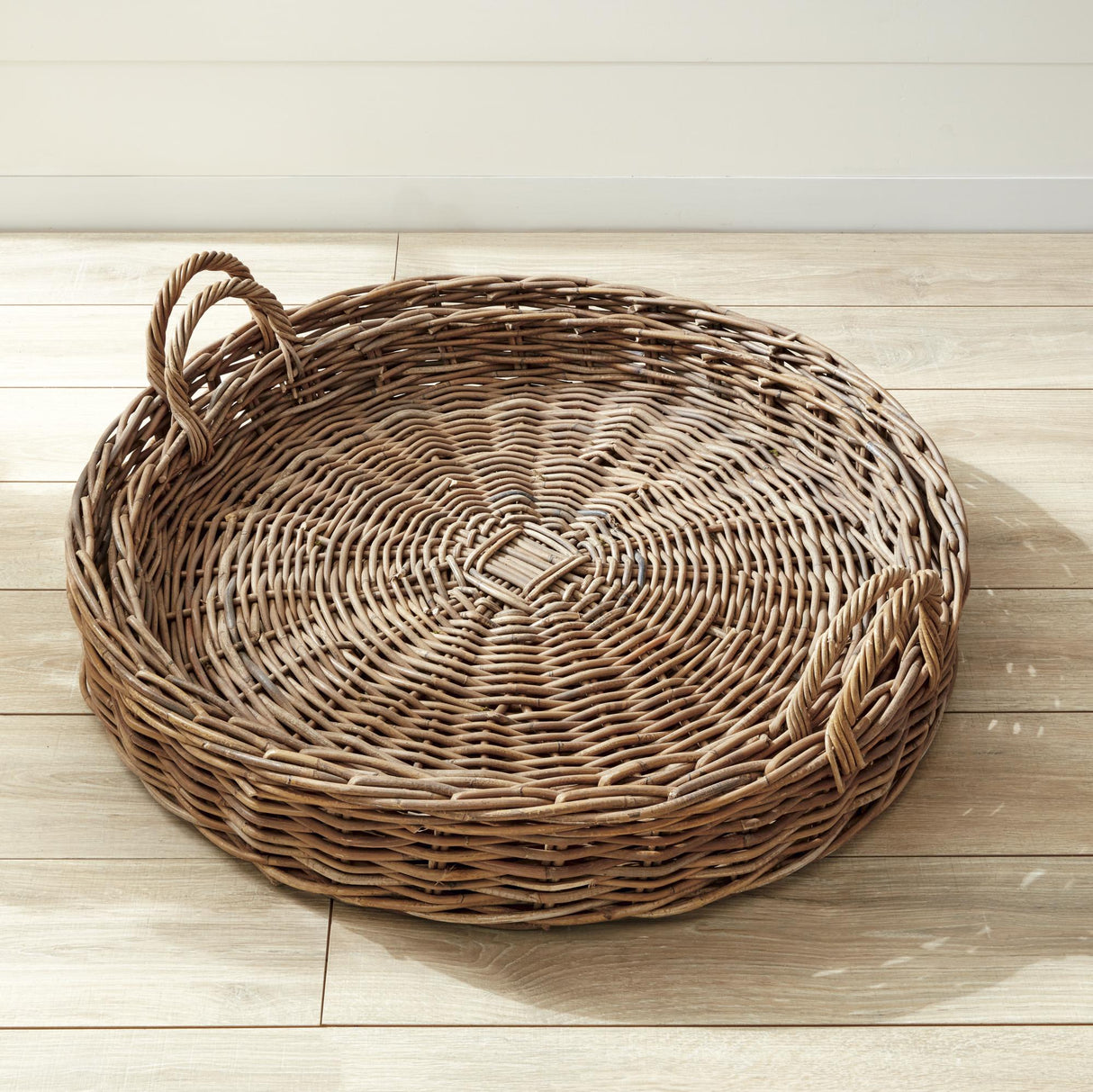 Napa Gray NORMANDY EXTRA LARGE LOW ROUND BASKETS, SET OF 2
