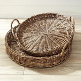 Napa Gray NORMANDY EXTRA LARGE LOW ROUND BASKETS, SET OF 2