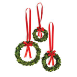 Napa Preserved boxwood BOXWOOD WREATHS WITH RED RIBBONS, SET OF 3