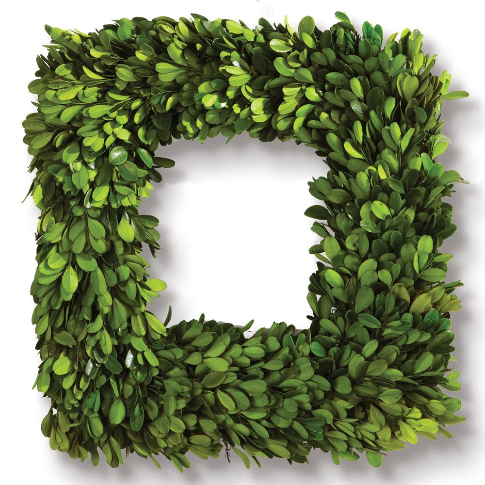 Napa Preserved boxwood BOXWOOD SQUARE WREATH 16"