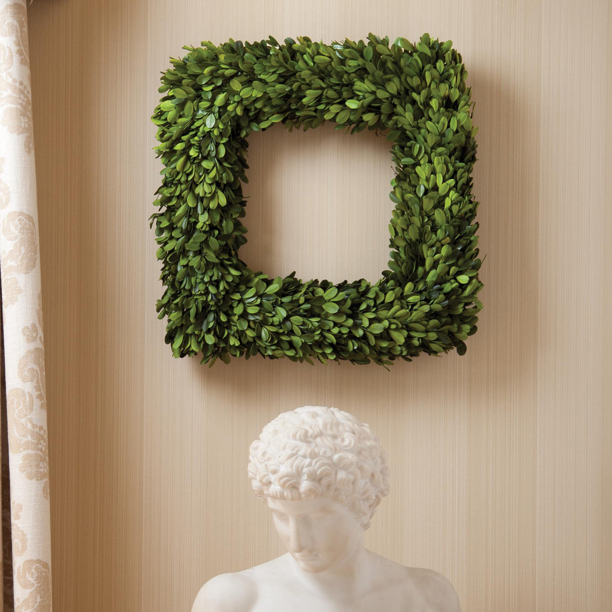 Napa Preserved boxwood BOXWOOD SQUARE WREATH 16"
