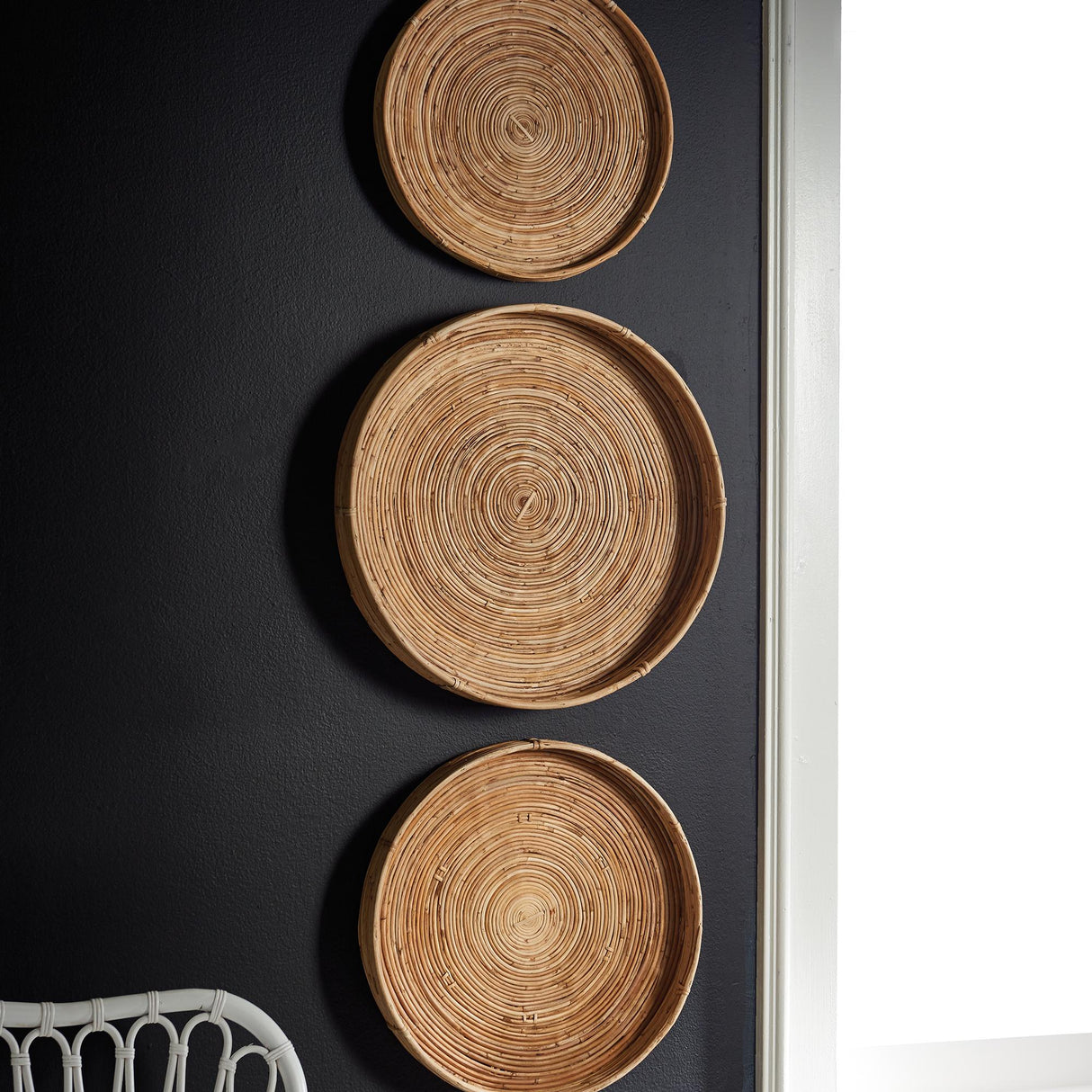 Napa Natural CANE RATTAN ROUND TRAY, SET OF 3