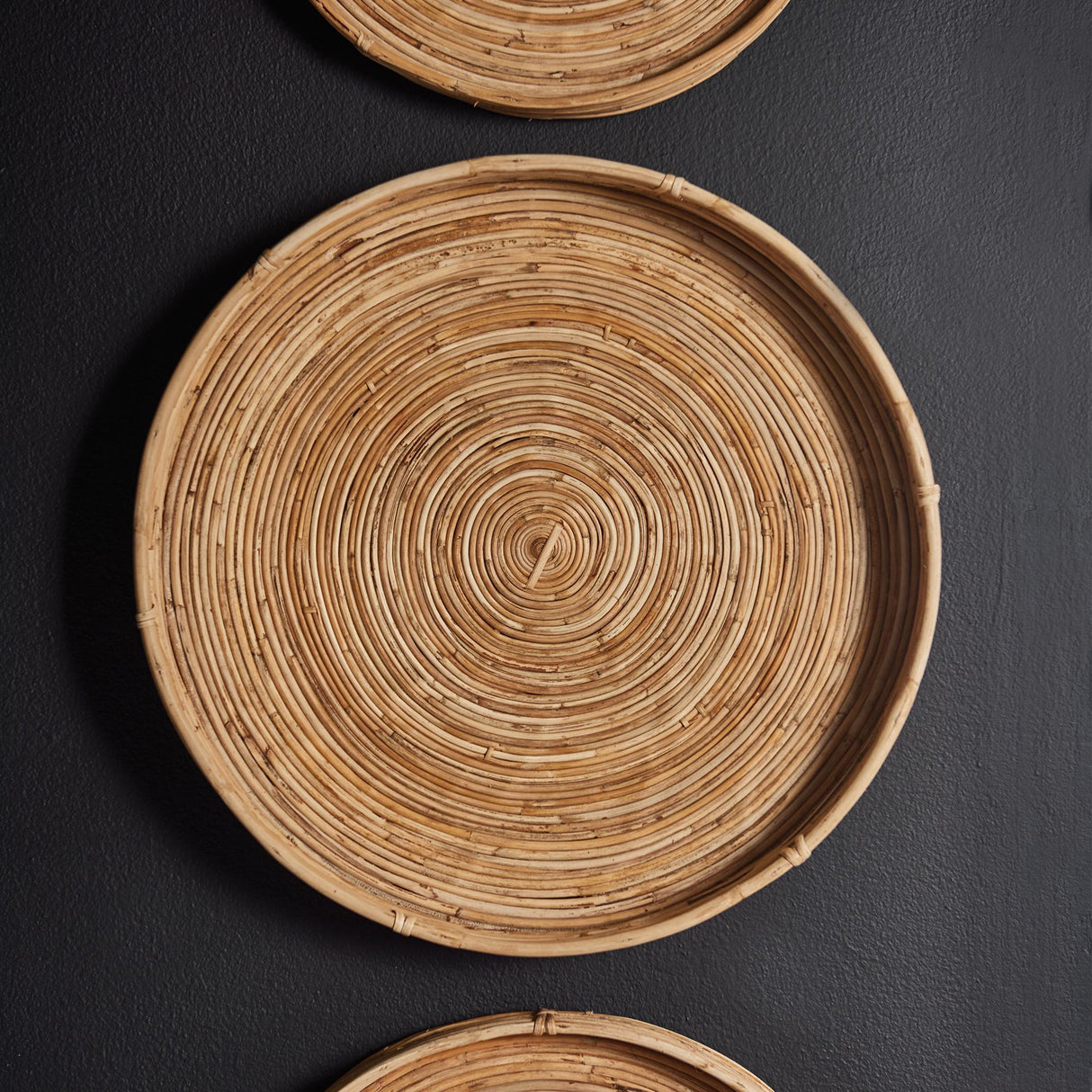 Napa Natural CANE RATTAN ROUND TRAY, SET OF 3