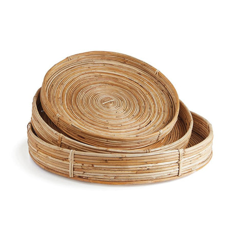 Napa Natural CANE RATTAN ROUND TRAY, SET OF 3
