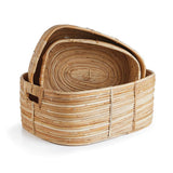 Napa Natural CANE RATTAN RECTANGULAR BASKETS, SET OF 3