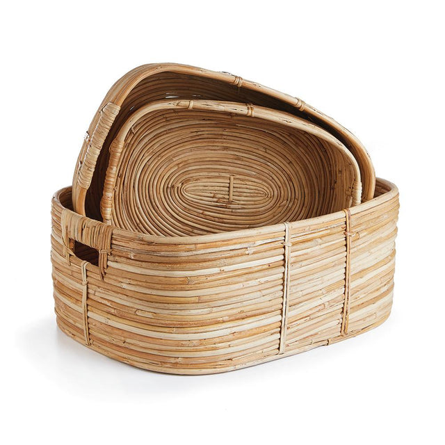 Napa Natural CANE RATTAN RECTANGULAR BASKETS, SET OF 3