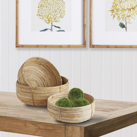 Napa Natural CANE RATTAN LOW BASKETS, SET OF 3