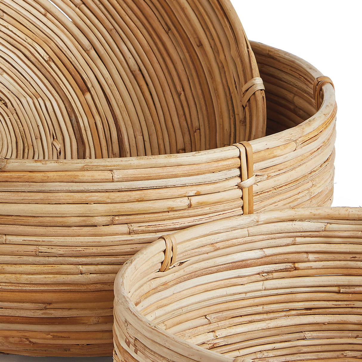 Napa Natural CANE RATTAN LOW BASKETS, SET OF 3