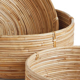 Napa Natural CANE RATTAN LOW BASKETS, SET OF 3