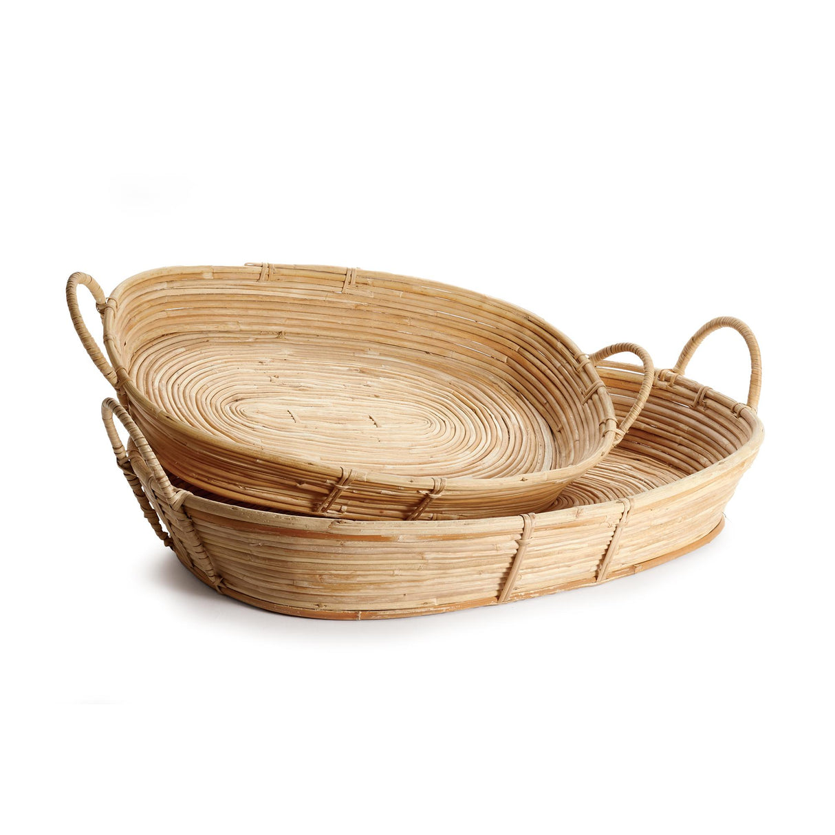 Napa Natural CANE RATTAN TRAYS WITH HANDLES, SET OF 2