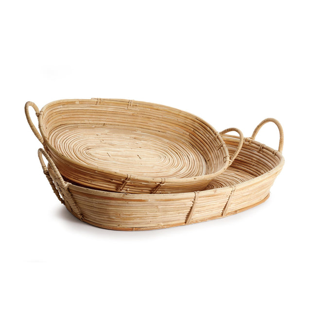 Napa Natural CANE RATTAN TRAYS WITH HANDLES, SET OF 2