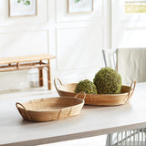 Napa Natural CANE RATTAN TRAYS WITH HANDLES, SET OF 2