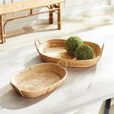 Napa Natural CANE RATTAN TRAYS WITH HANDLES, SET OF 2