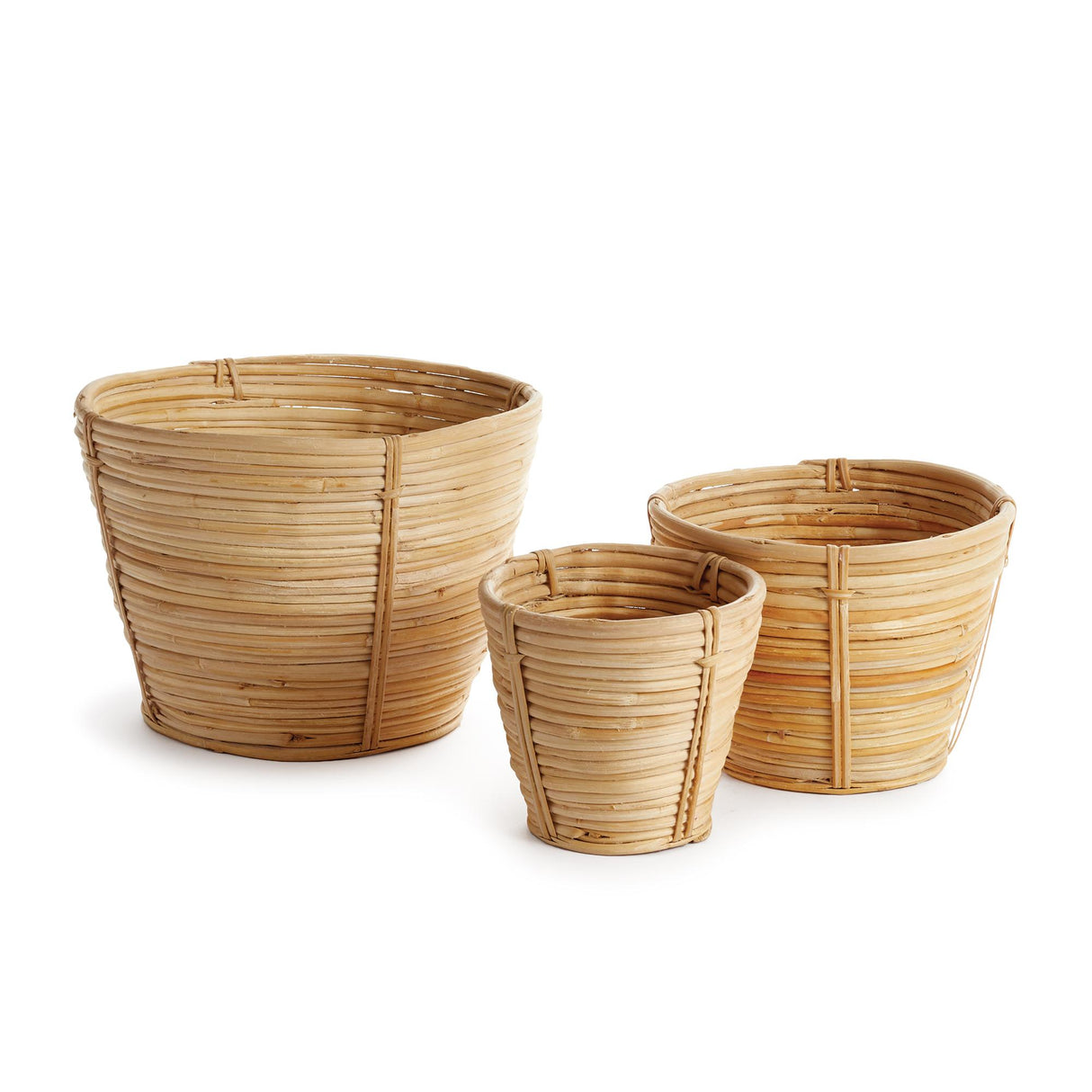 Napa Natural CANE RATTAN MINI ROUND TAPERED BASKETS, SET OF 3