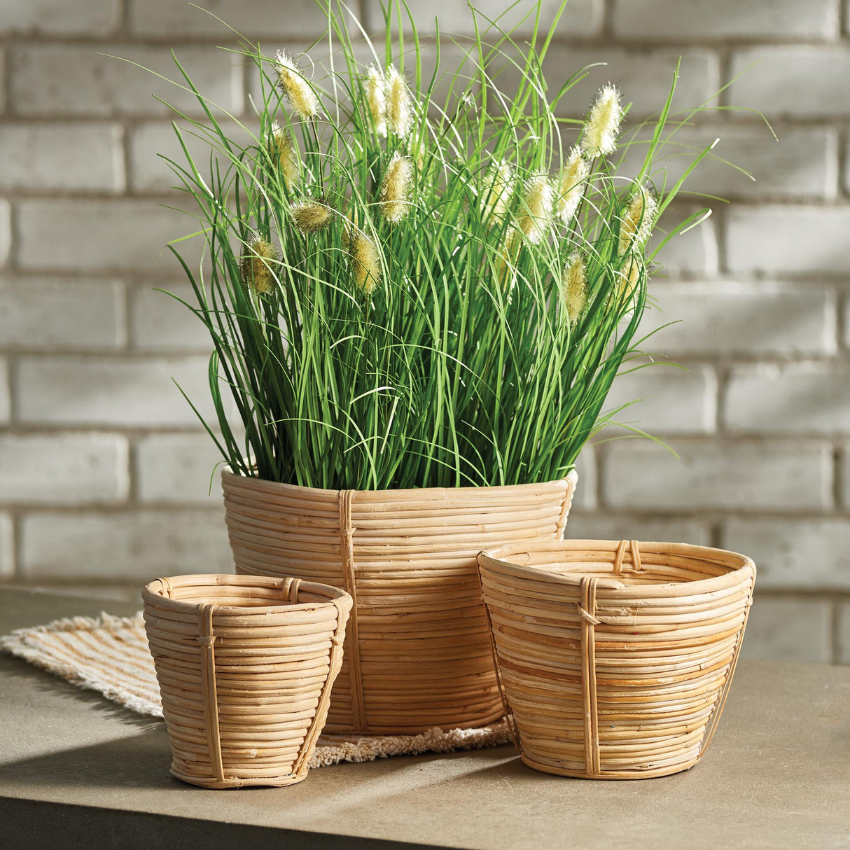 Napa Natural CANE RATTAN MINI ROUND TAPERED BASKETS, SET OF 3