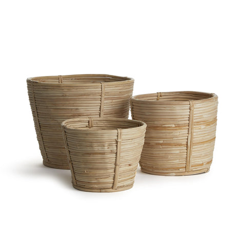 Napa Natural CANE RATTAN ROUND TAPERED BASKETS, SET OF 3