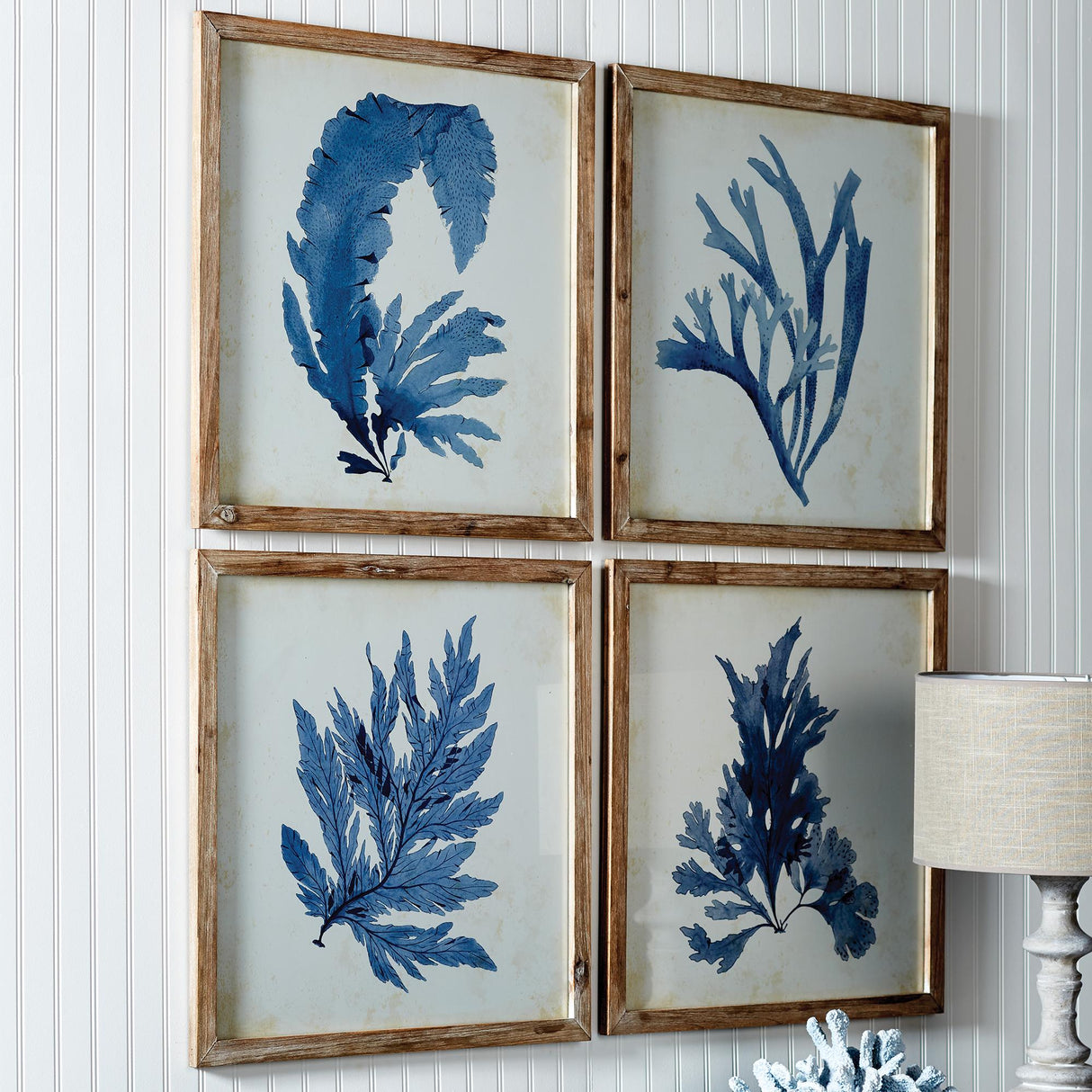 Napa  FRAMED CORAL WATERCOLOR PRINTS, SET OF 4