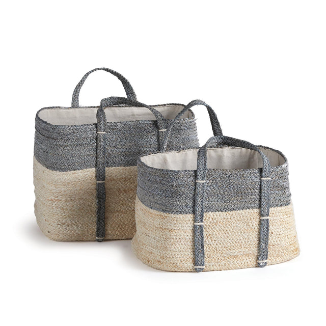 Napa Natural/Gray QUINN RECTANGULAR BASKETS, SET OF 2