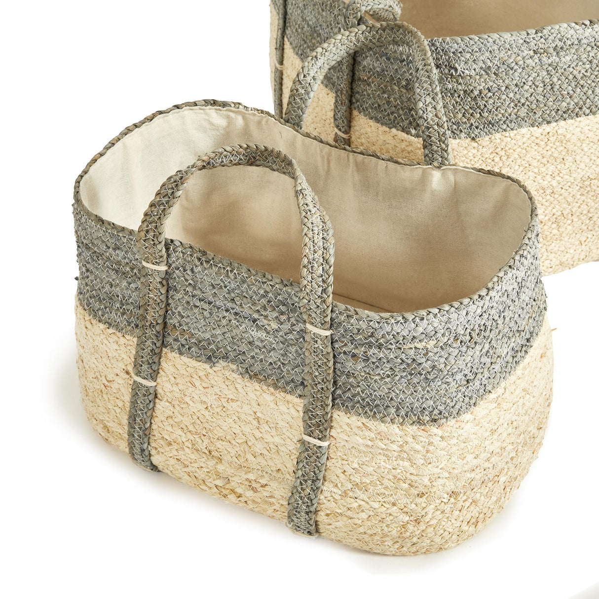 Napa Natural/Gray QUINN RECTANGULAR BASKETS, SET OF 2