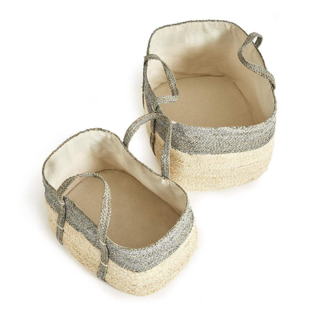 Napa Natural/Gray QUINN RECTANGULAR BASKETS, SET OF 2