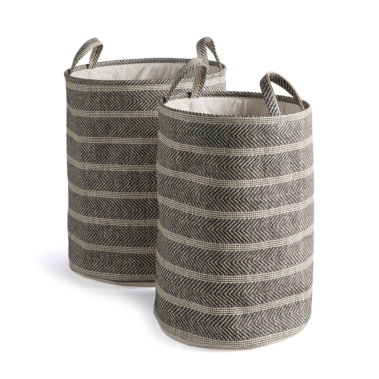 Napa Beige/Black MARLEIGH ROUND BASKETS, SET OF 2