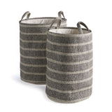 Napa Beige/Black MARLEIGH ROUND BASKETS, SET OF 2