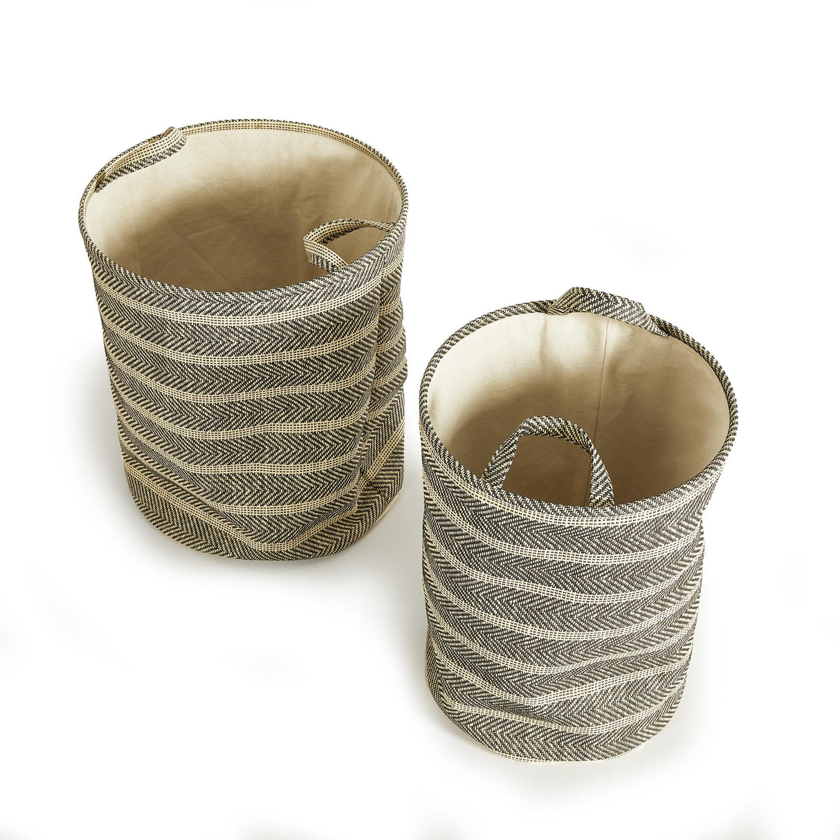Napa Beige/Black MARLEIGH ROUND BASKETS, SET OF 2