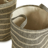 Napa Beige/Black MARLEIGH ROUND BASKETS, SET OF 2
