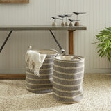 Napa Beige/Black MARLEIGH ROUND BASKETS, SET OF 2