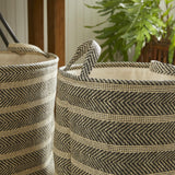 Napa Beige/Black MARLEIGH ROUND BASKETS, SET OF 2