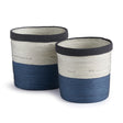 Napa White/Blue AYDEN ROUND BASKETS, SET OF 2