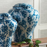 Napa White/Blue FLORET LIDDED URN TALL