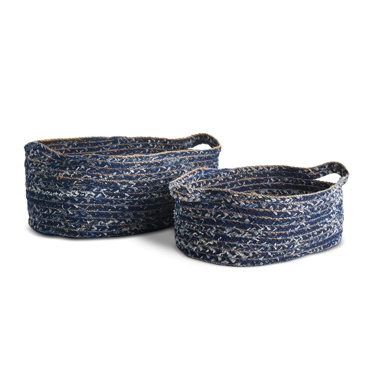 Napa Blue/Natural DENIM OVAL BASKETS, SET OF 2