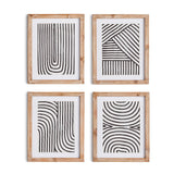 Napa Includes mat ACHROMATIC LINEAR PETITE PRINTS, SET OF 4