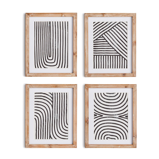 Napa Includes mat ACHROMATIC LINEAR PETITE PRINTS, SET OF 4