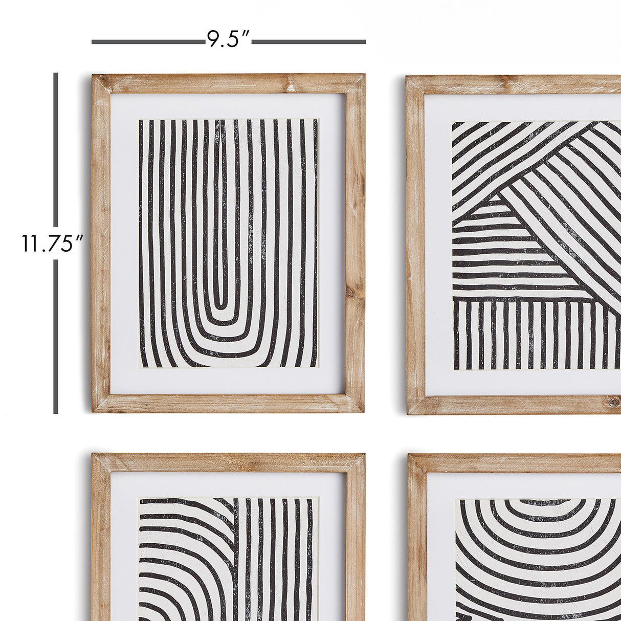 Napa Includes mat ACHROMATIC LINEAR PETITE PRINTS, SET OF 4