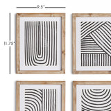 Napa Includes mat ACHROMATIC LINEAR PETITE PRINTS, SET OF 4