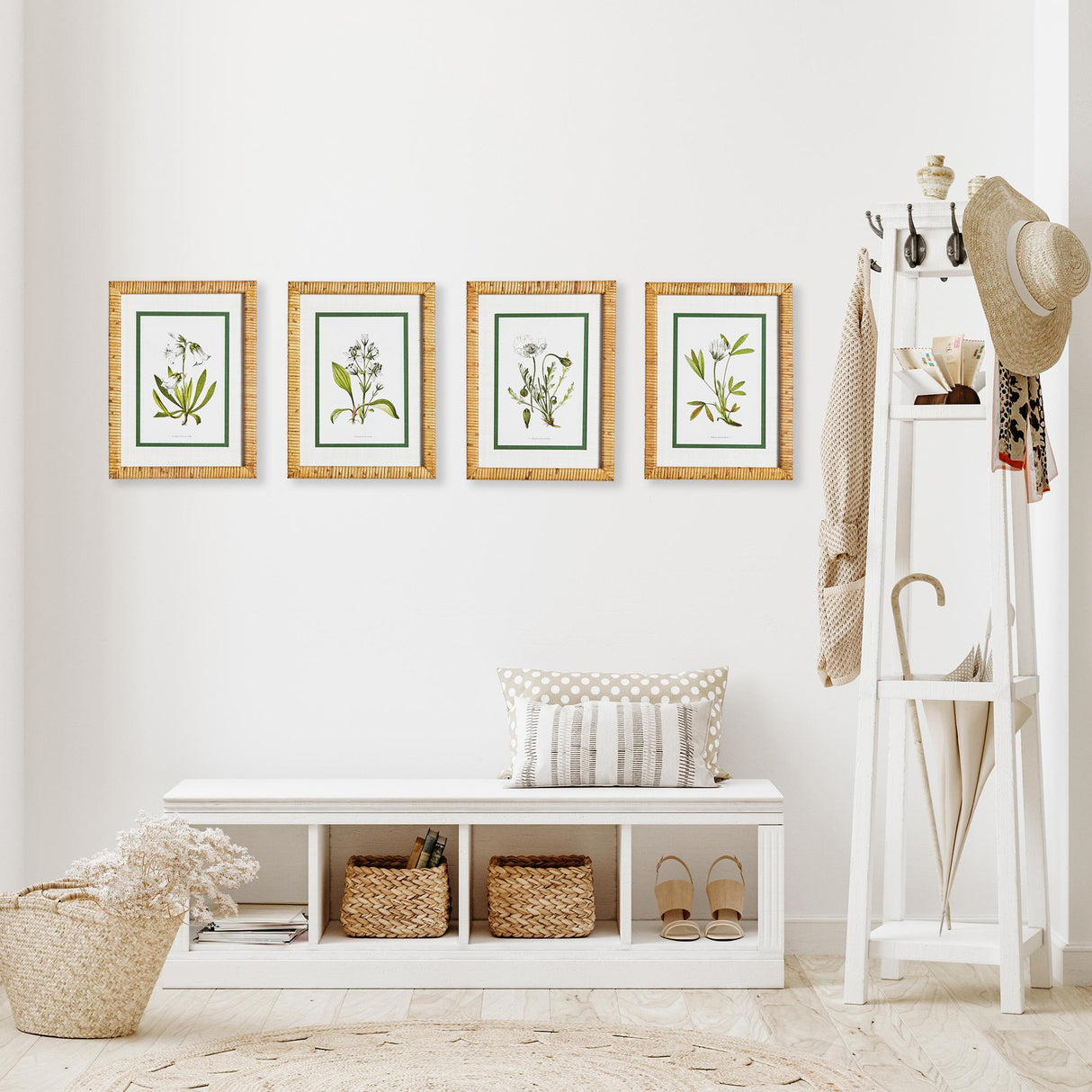 Napa Includes mat WHITE FLORAL STUDY, SET OF 4