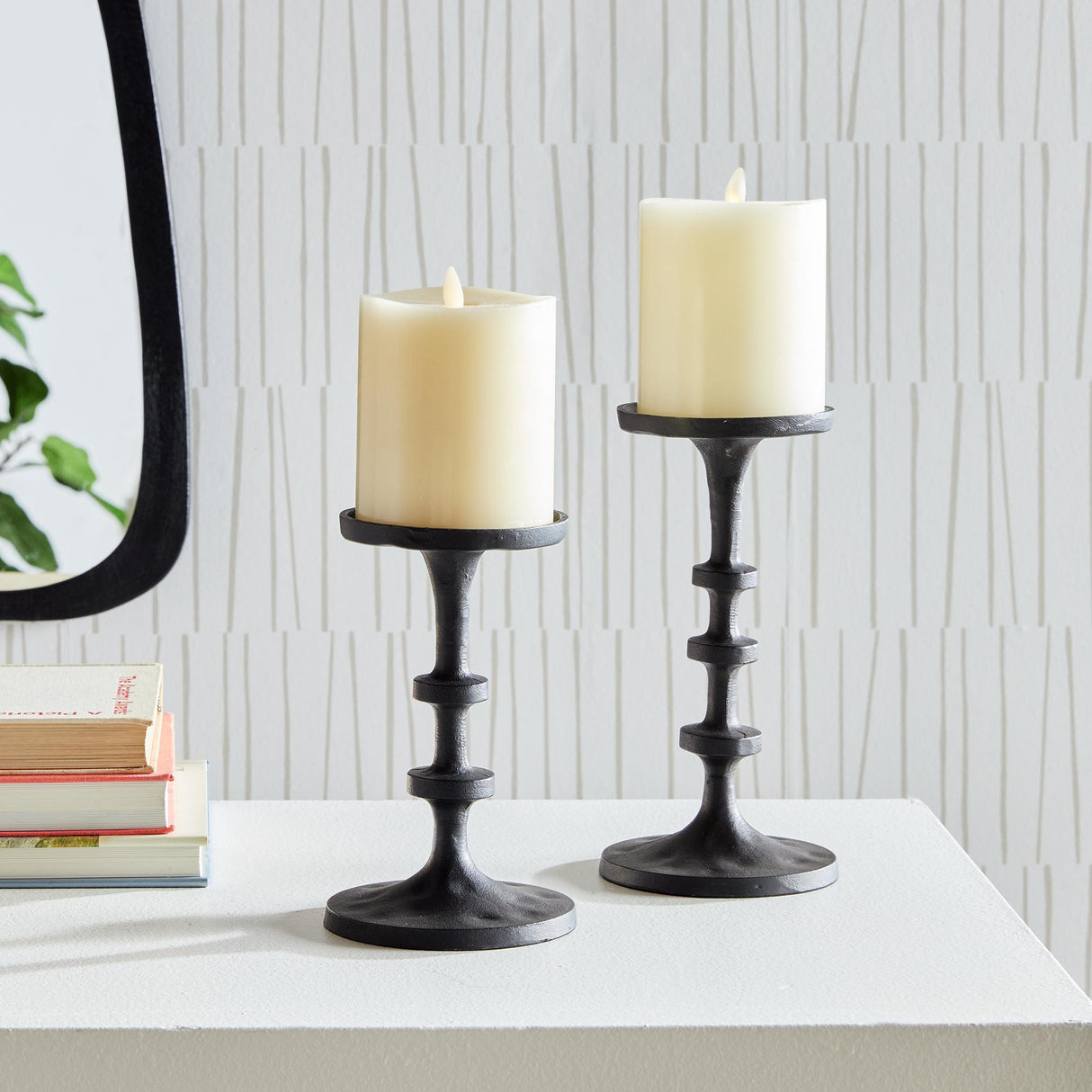 Napa Black bronze ABACUS PETITE CANDLE STANDS, SET OF 2