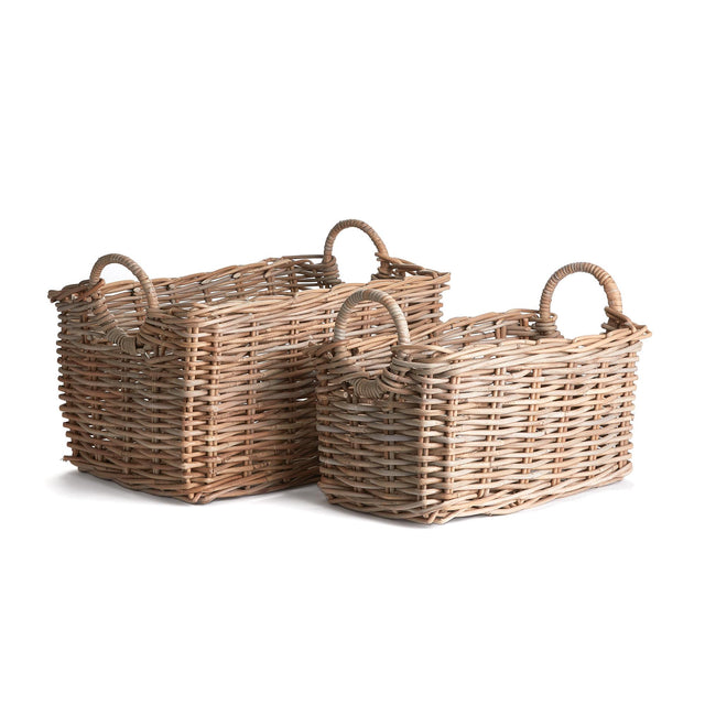 Napa Nature's Gray NORMANDY HALO RECTANGULAR BASKETS, SET OF 2