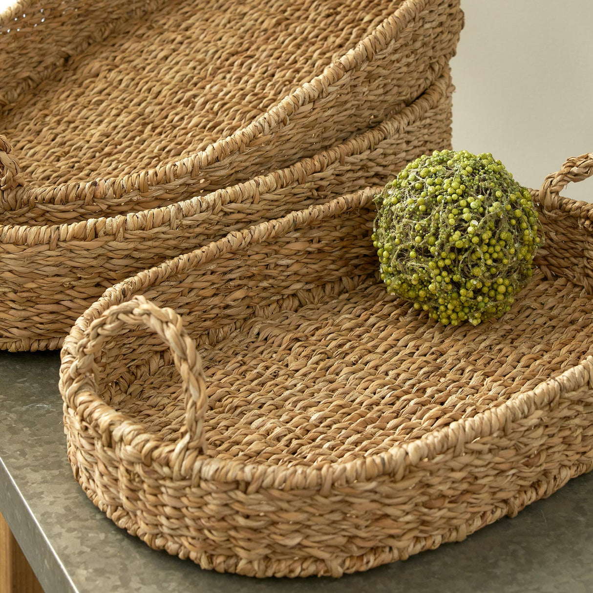 Napa Natural SEAGRASS OVAL TRAYS, SET OF 3