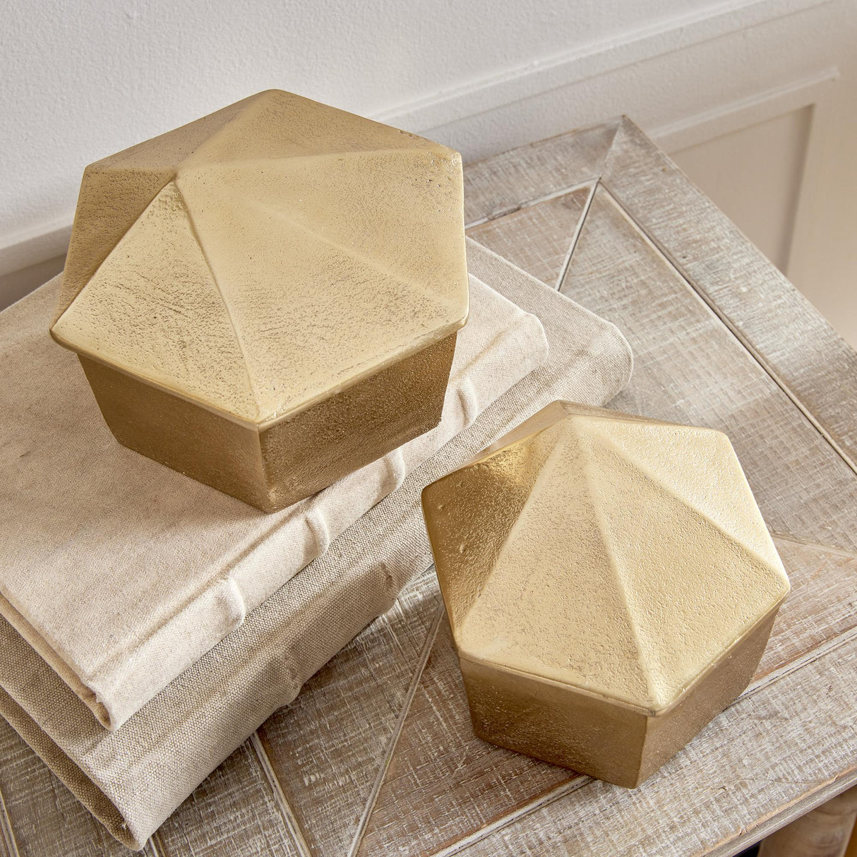 Napa Gold LUCA LIDDED BOXES, SET OF 2