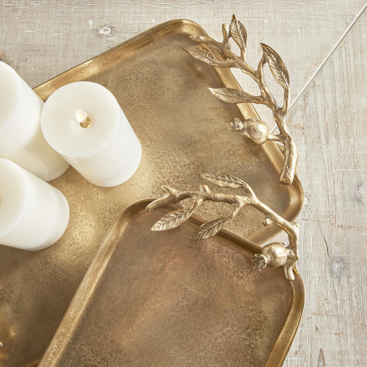 Napa Gold POMEGRANATE BRANCH DECORATIVE TRAYS, SET OF 2