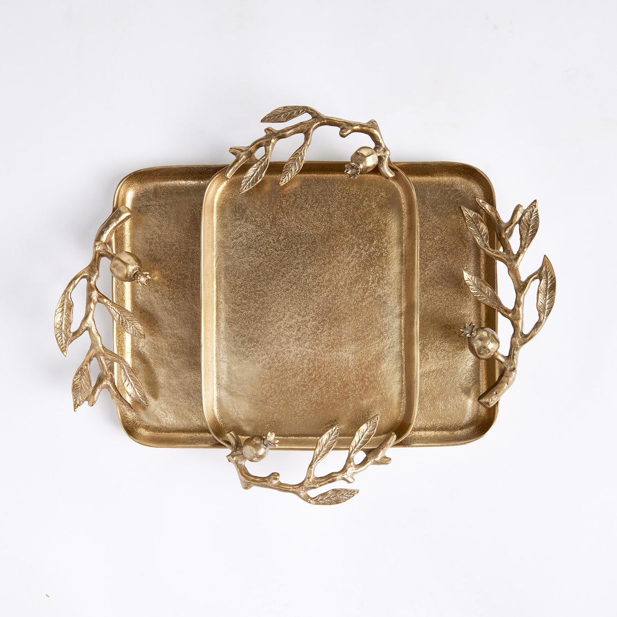 Napa Gold POMEGRANATE BRANCH DECORATIVE TRAYS, SET OF 2