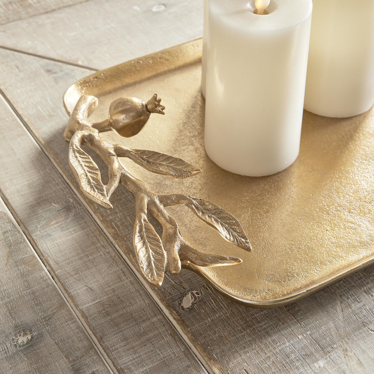 Napa Gold POMEGRANATE BRANCH DECORATIVE TRAYS, SET OF 2